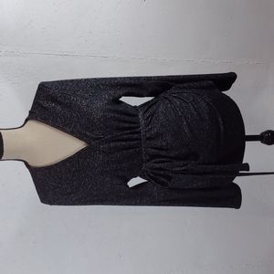 WHBM Black Grey Wrap Sweater